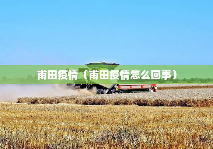 甫田疫情（甫田疫情怎么回事）